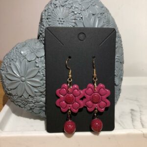 boucle d'oreille rouge bordeaux pailleté